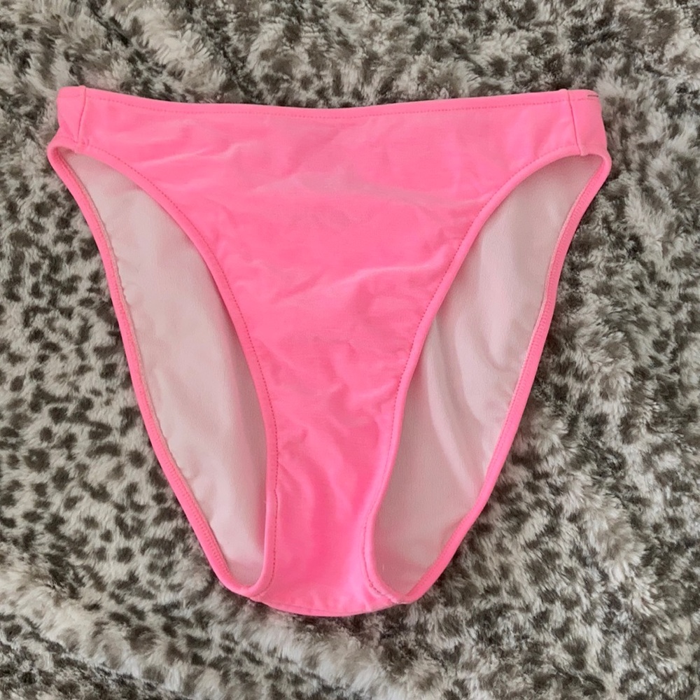 Neon pink high waist bikini bottoms